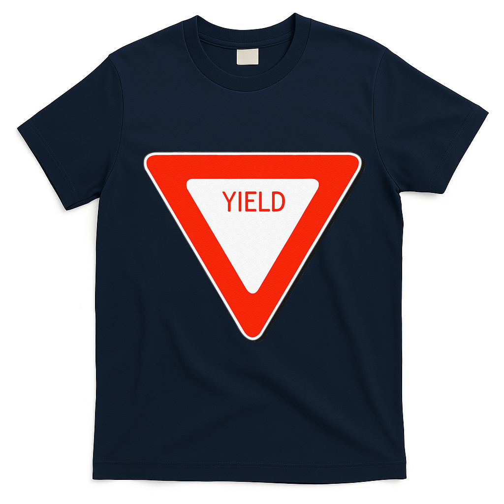 Yield Sign Simple Easy Halloween Costume T-Shirt - Navy Blue