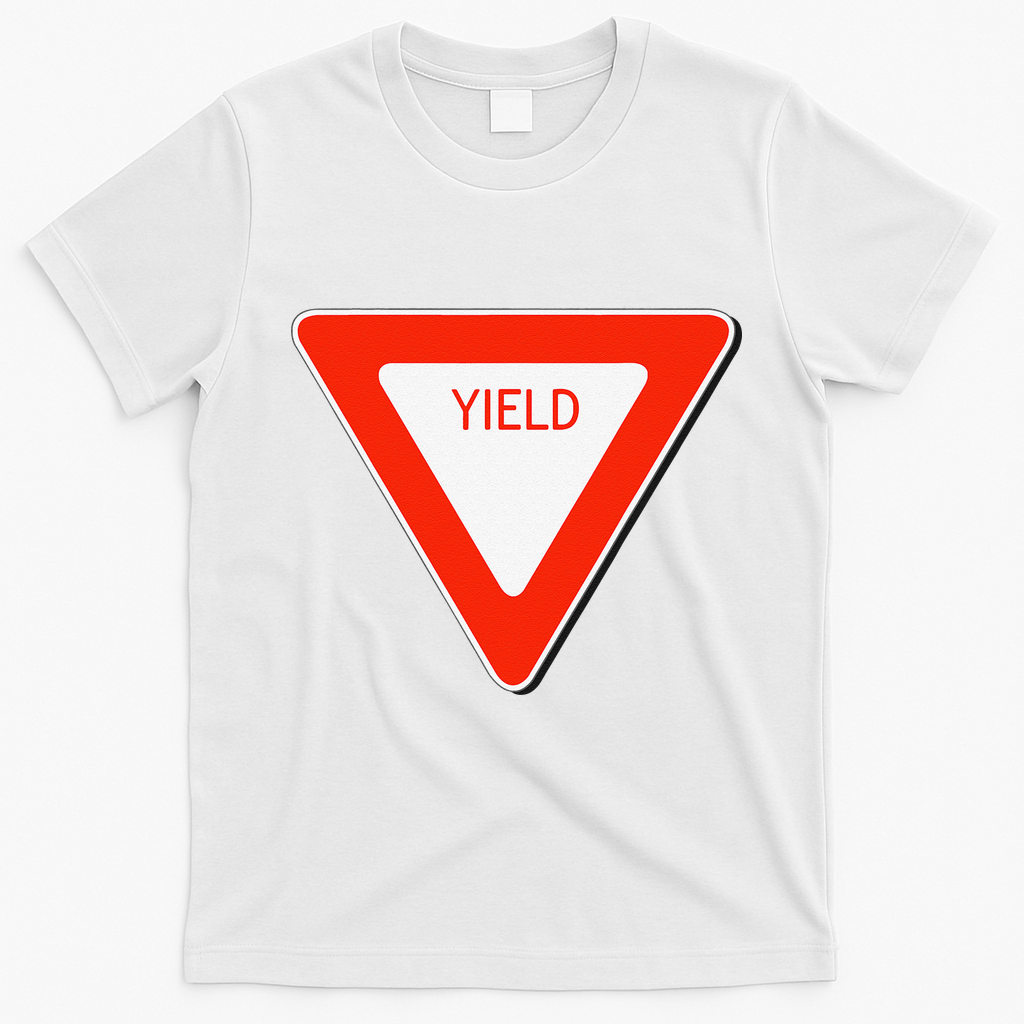 Yield Sign Simple Easy Halloween Costume T-Shirt - White