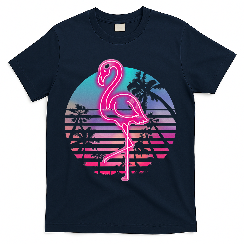 Zoo Animal Tropic Summer Sunrise Gift Flamingo T-Shirt - Navy