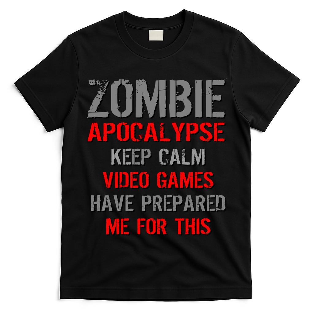 Zombie Apocalypse Keep Calm Video Games Prepared Me T-Shirt