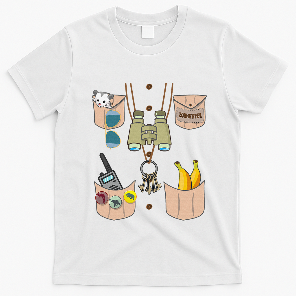 Zoo Keeper Costume Funny Halloween Zookeeper T-Shirt - White