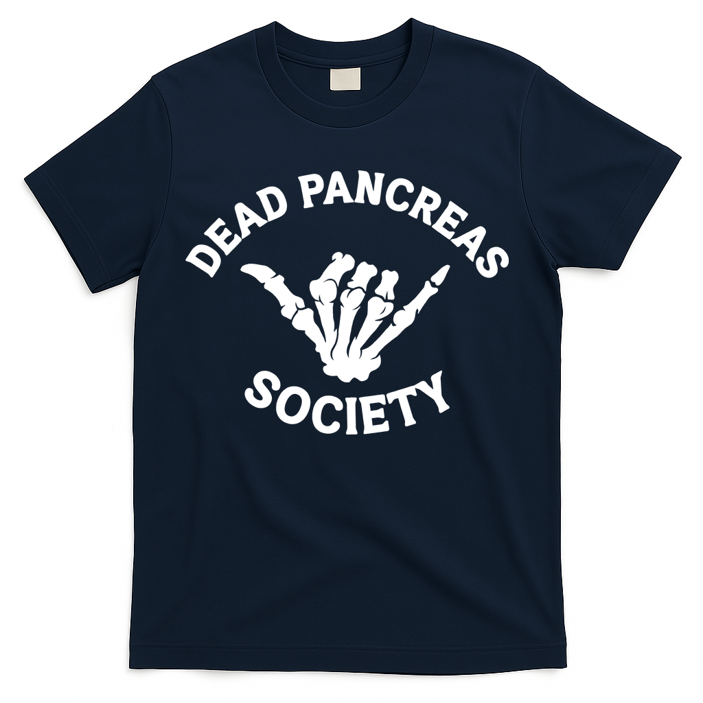 Type 1 Diabetes Awareness Dead Pancreas Society Skeleton Hand Halloween T-Shirt