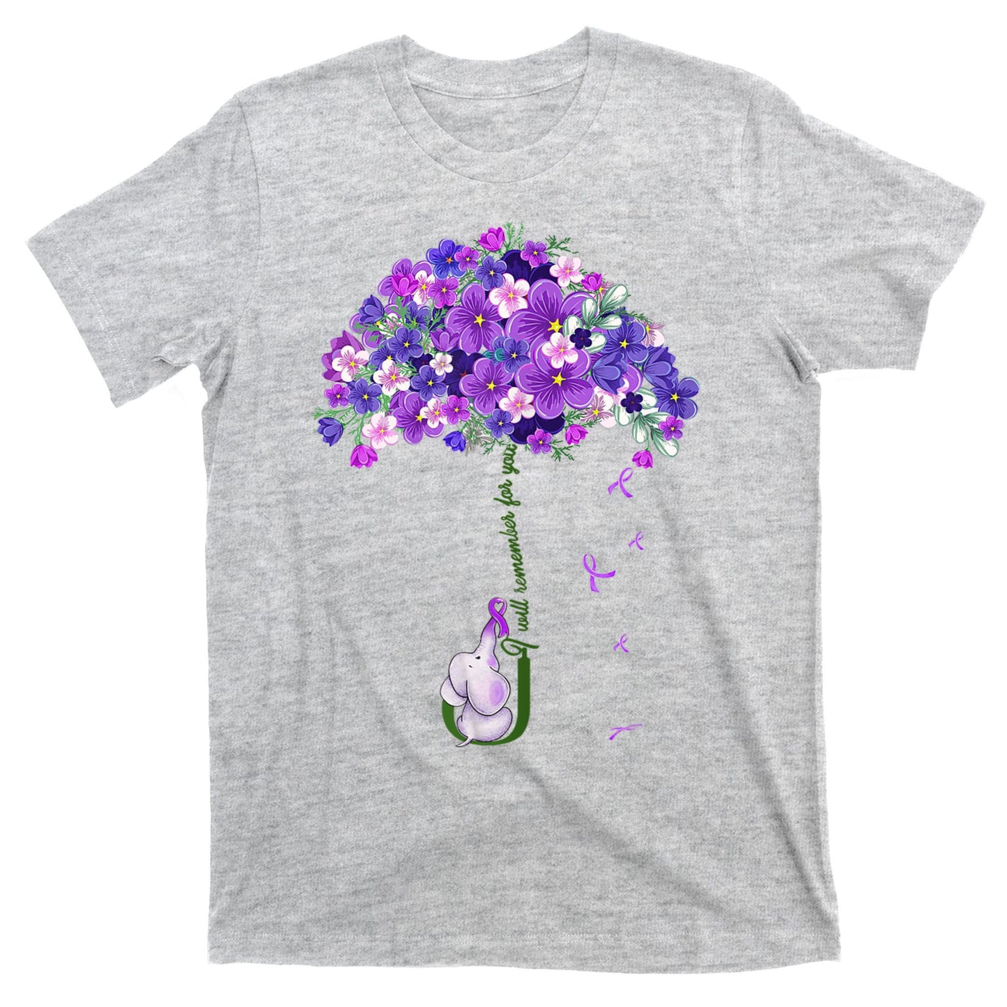 Alzheimer Awareness Cute Elephant I Will Remember For You T-Shirt