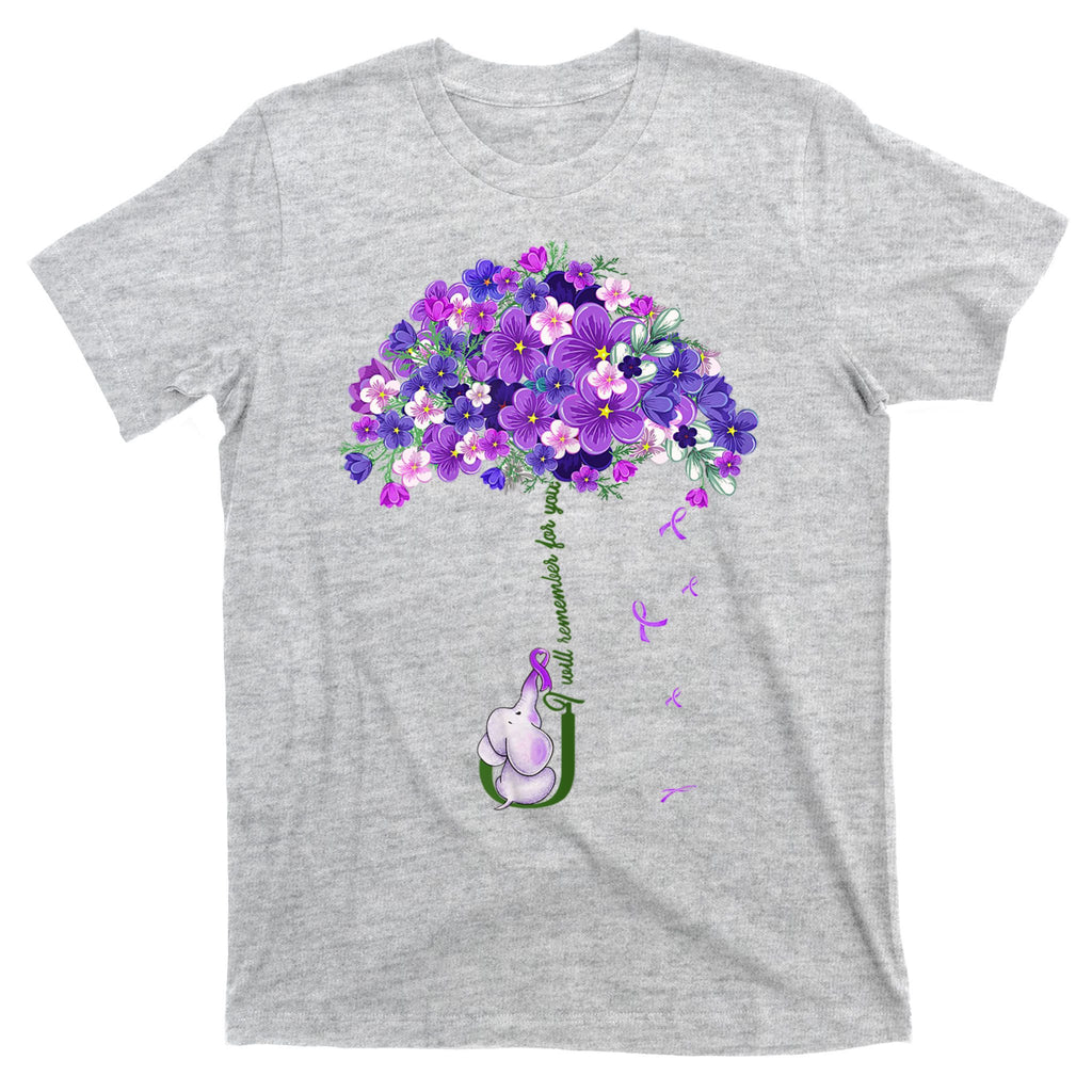 Alzheimer Awareness Cute Elephant I Will Remember For You T-Shirt