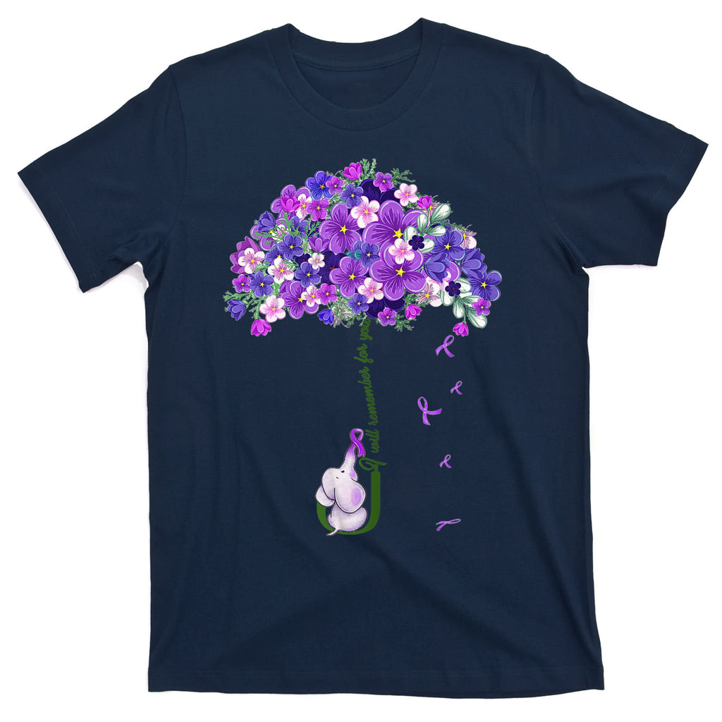 Alzheimer Awareness Cute Elephant I Will Remember For You T-Shirt