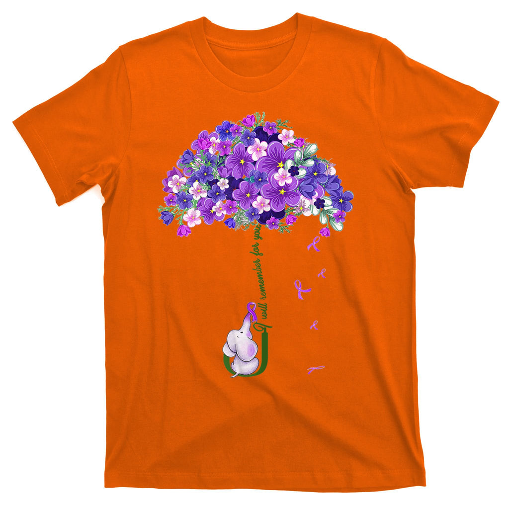 Alzheimer Awareness Cute Elephant I Will Remember For You T-Shirt