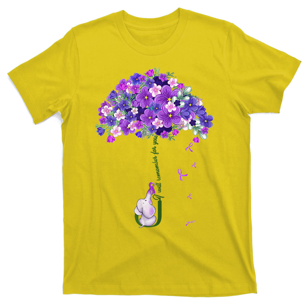 Alzheimer Awareness Cute Elephant I Will Remember For You T-Shirt