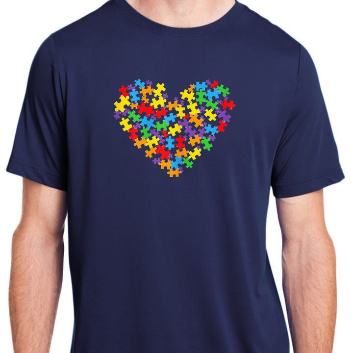 Autism Awareness Heart Valentine Day Adult ChromaSoft Performance T-Shirt