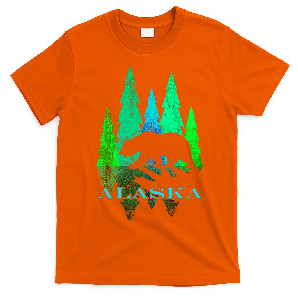 Alaska Alaskan Northern Light Trees With Bear T-Shirt