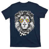 Autism Awareness Puzzle Sunglasses Lion T-Shirt