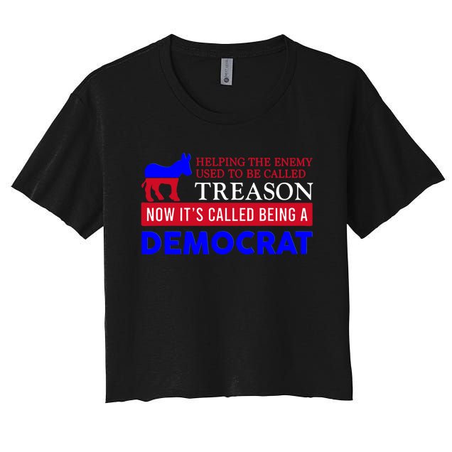 Anti Bi Den Helping The Enemy Used To Be Called Treason Cool Gift Women's Crop Top Tee