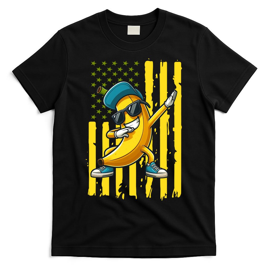 American Banana Retro USA Flag Dabbing Bananas T-Shirt