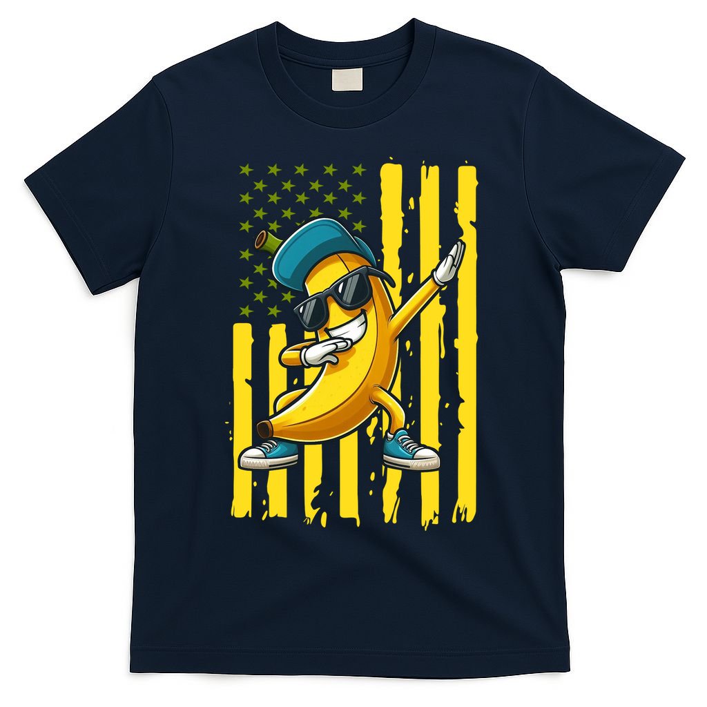 American Banana Retro USA Flag Dabbing Bananas T-Shirt