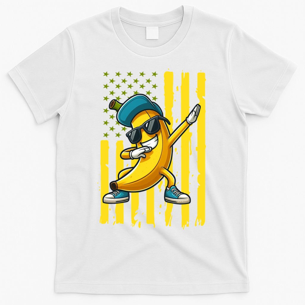 American Banana Retro USA Flag Dabbing Bananas T-Shirt