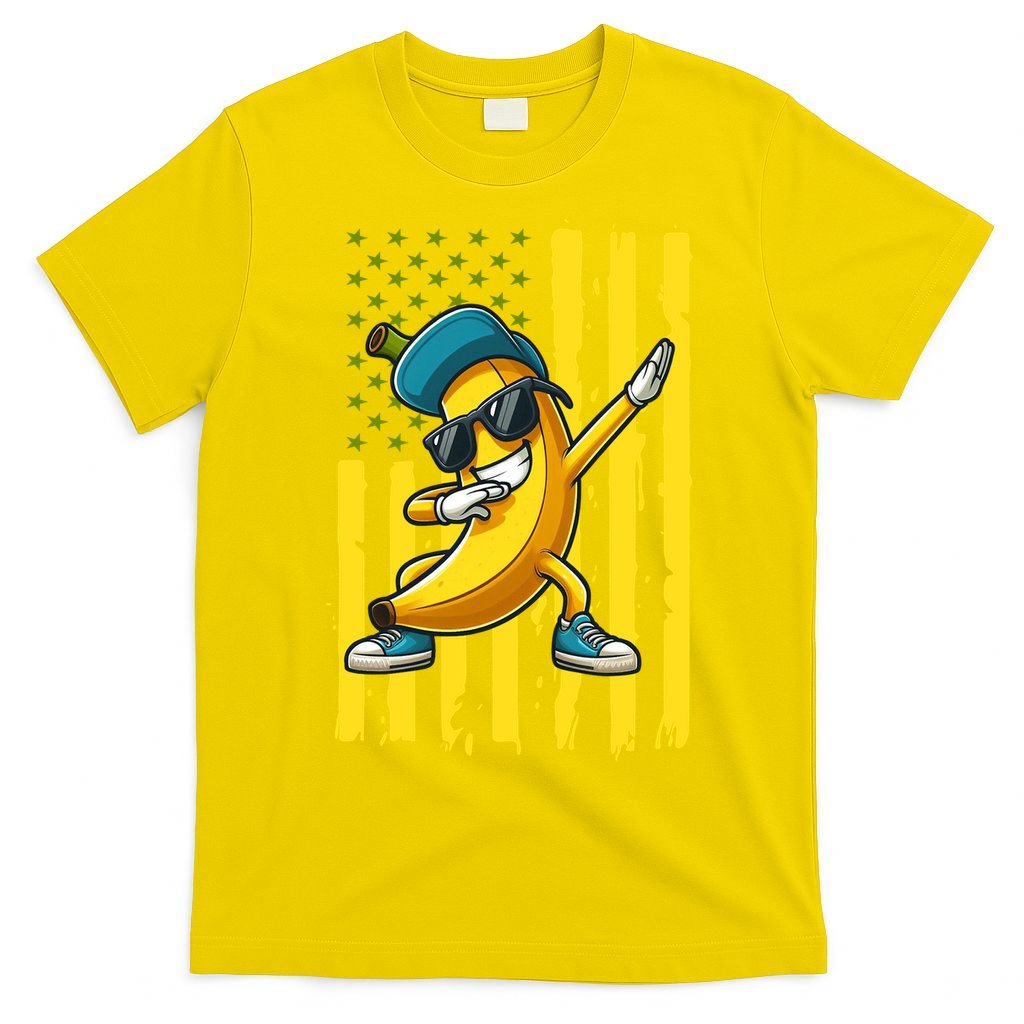 American Banana Retro USA Flag Dabbing Bananas T-Shirt