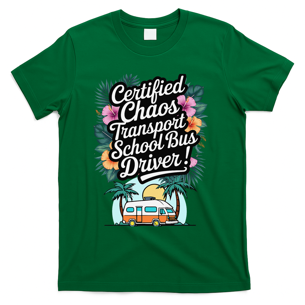 Certified Chaos Transport School Bus Driver DAD Teacher T-Shirt