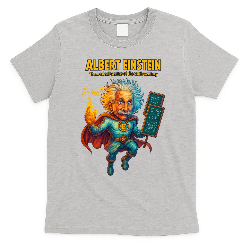 Albert Einstein E-MC2 Cartoon Superhero Comic Style T-Shirt