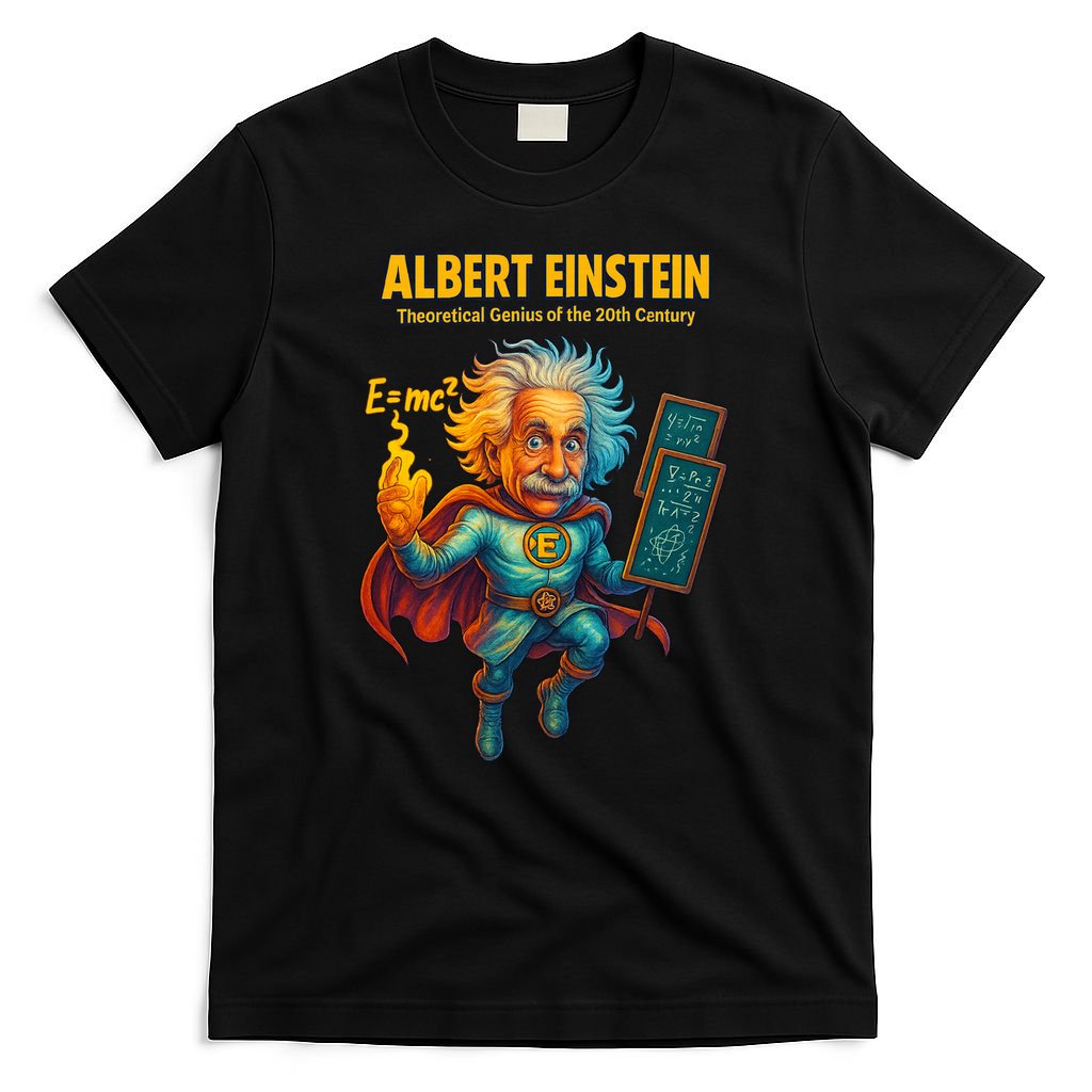 Albert Einstein E-MC2 Cartoon Superhero Comic Style T-Shirt