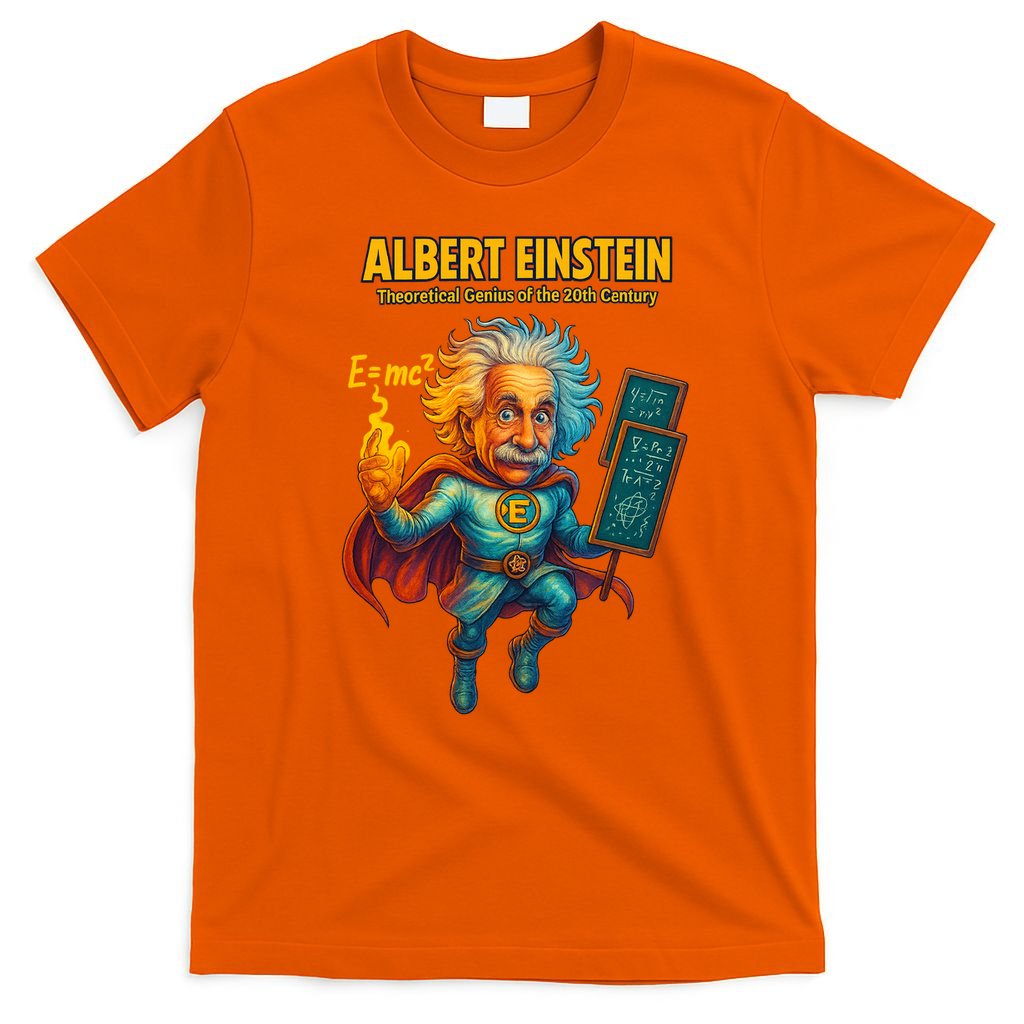 Albert Einstein E-MC2 Cartoon Superhero Comic Style T-Shirt