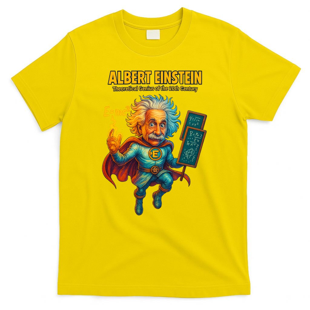 Albert Einstein E-MC2 Cartoon Superhero Comic Style T-Shirt