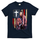 American Flag And Jesus Happy Independence Day 4th Of July T-Shirt