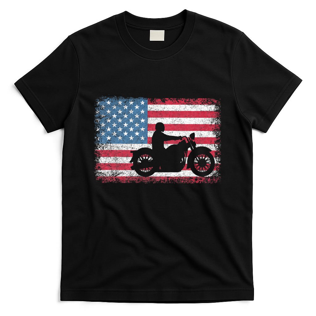American Flag Biker Motorcycle Usa Flag 4th Of July T-Shirt