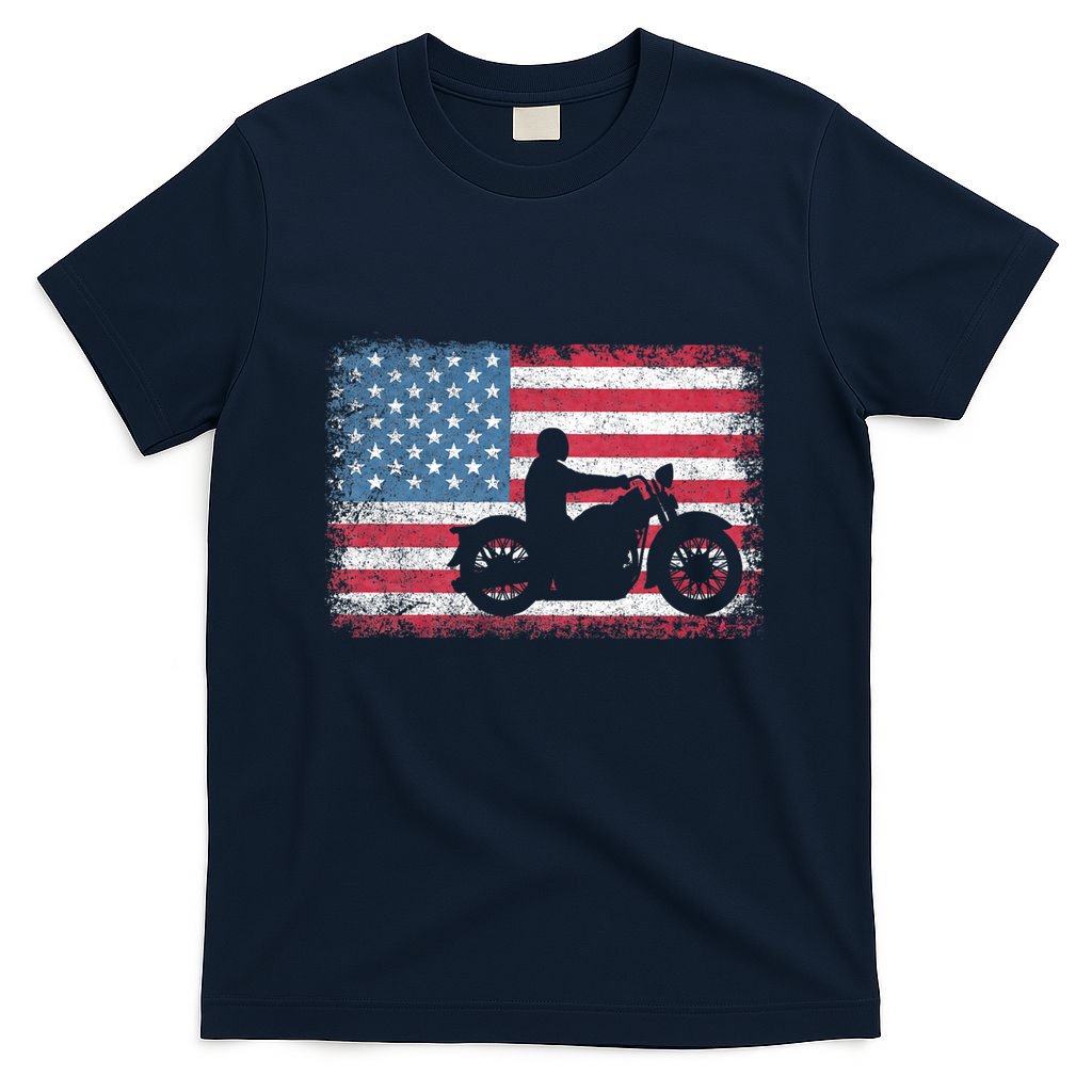 American Flag Biker Motorcycle Usa Flag 4th Of July T-Shirt