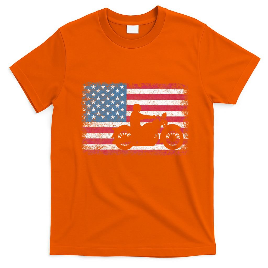 American Flag Biker Motorcycle Usa Flag 4th Of July T-Shirt