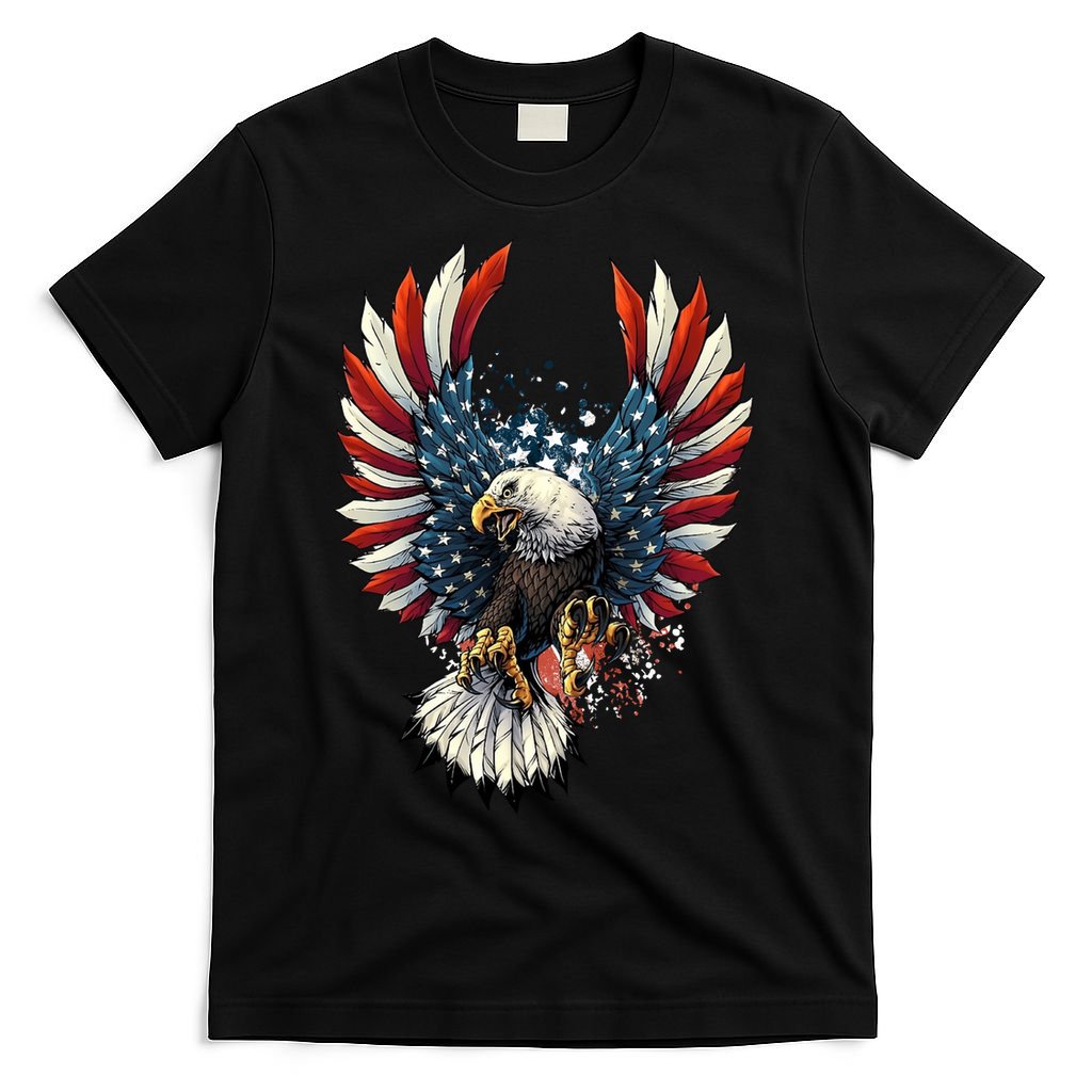 American Flag Bald Eagle 4th Of July USA Patriotic T-Shirt