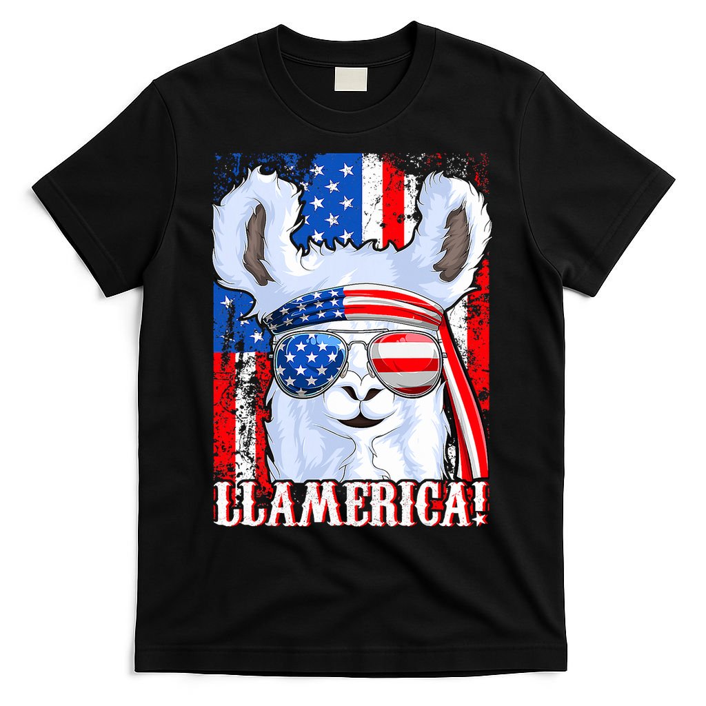 American Flag Funny 4th Of July Llamerica T-Shirt