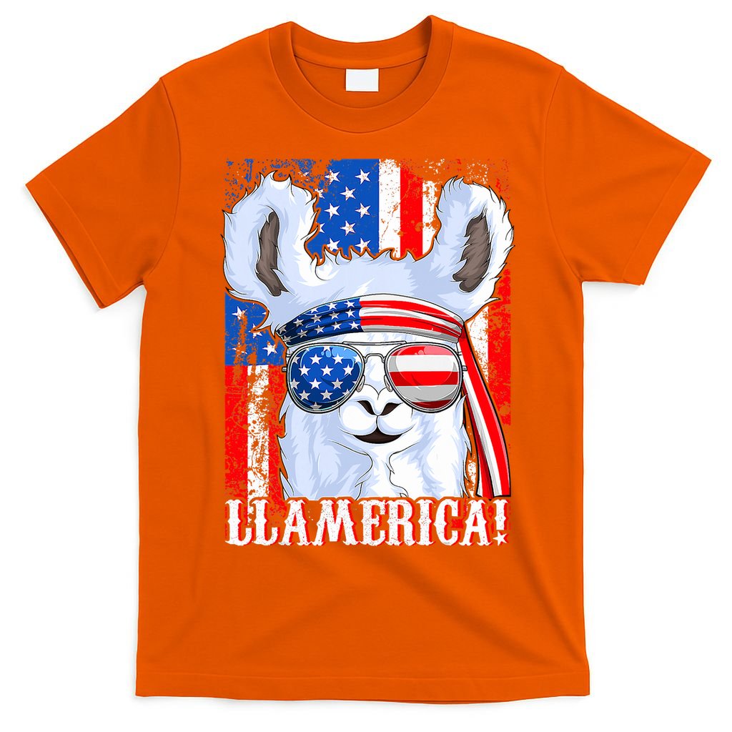 American Flag Funny 4th Of July Llamerica T-Shirt