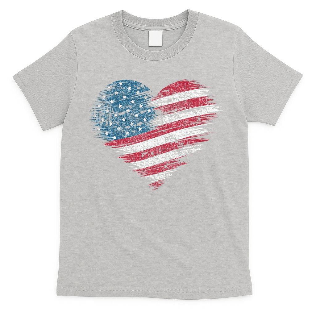 American Flag Heart Women Patriotic 4th Of July Usa Gift T-Shirt
