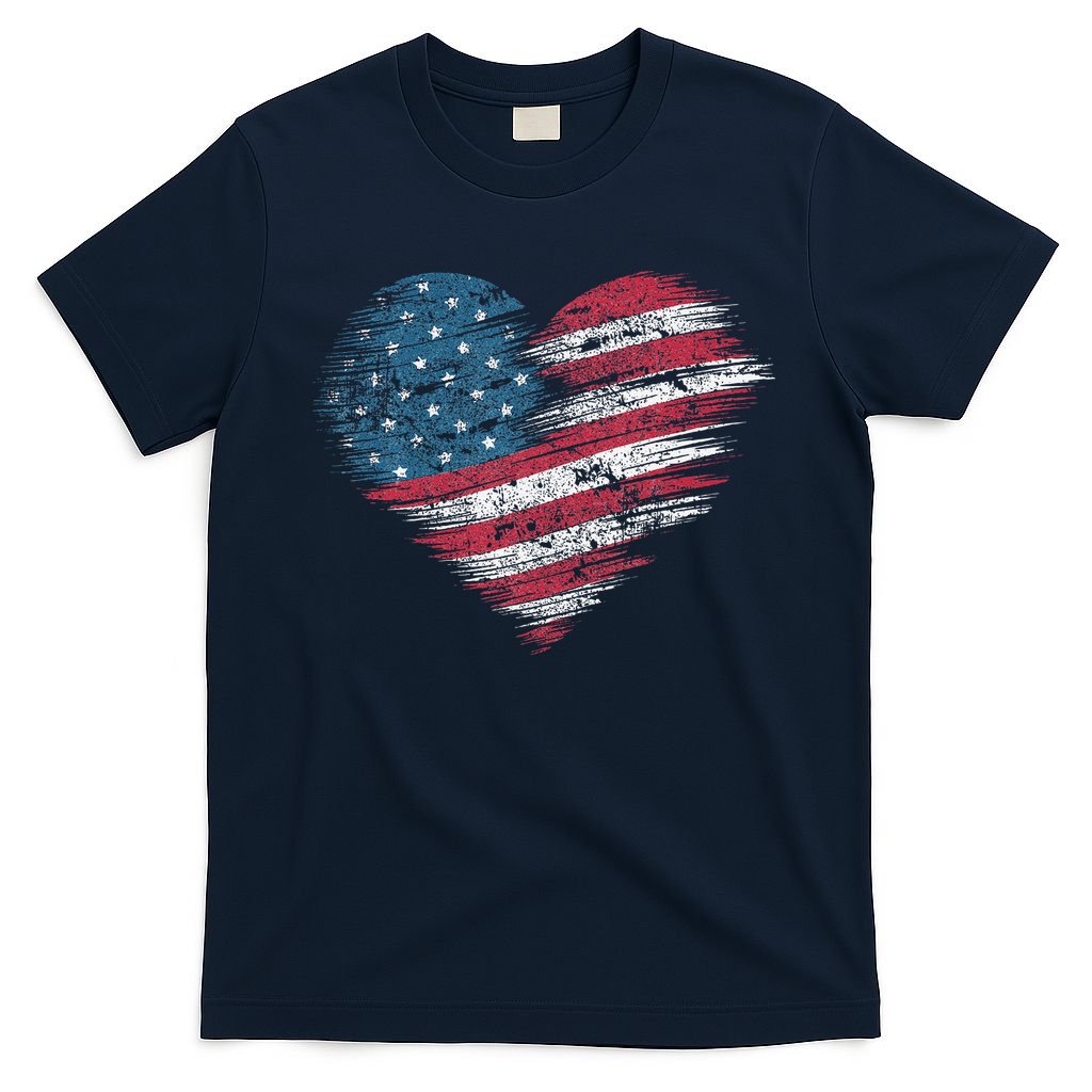 American Flag Heart Women Patriotic 4th Of July Usa Gift T-Shirt