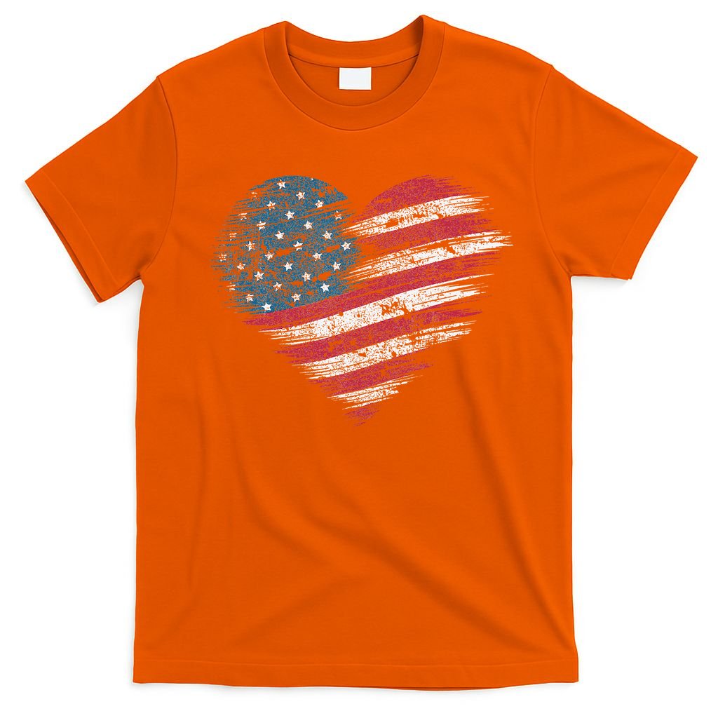 American Flag Heart Women Patriotic 4th Of July Usa Gift T-Shirt