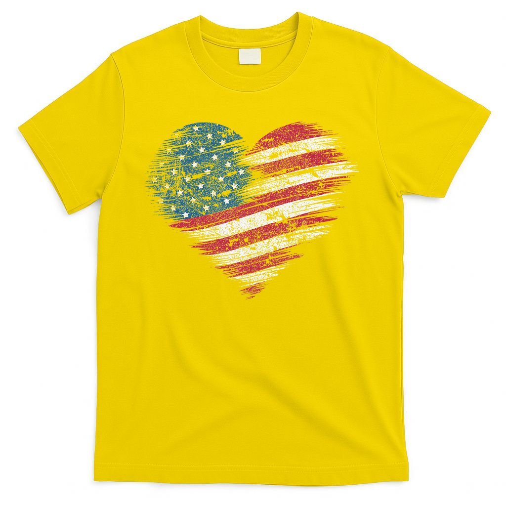 American Flag Heart Women Patriotic 4th Of July Usa Gift T-Shirt