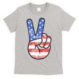 American Flag Peace Sign Hand 4th Of July T-Shirt