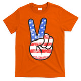 American Flag Peace Sign Hand 4th Of July T-Shirt