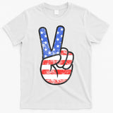 American Flag Peace Sign Hand 4th Of July T-Shirt