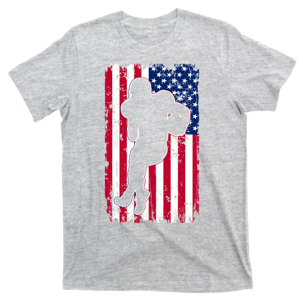 American Football Player Distressed USA Flag T-Shirt