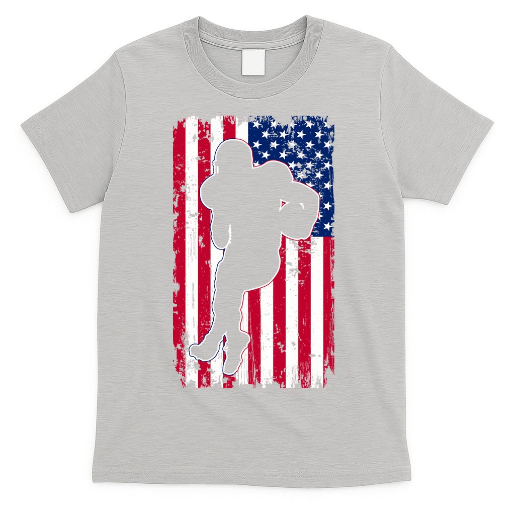 American Football Player Distressed USA Flag T-Shirt
