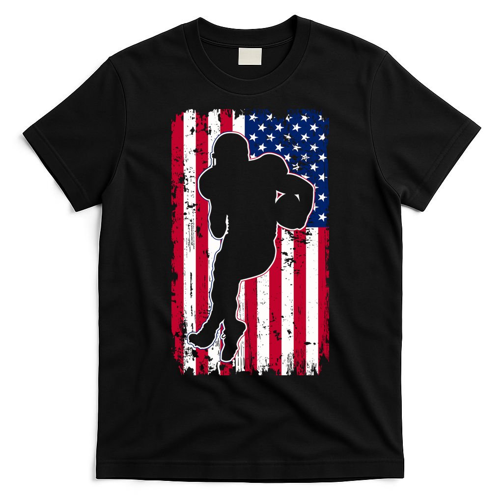 American Football Player Distressed USA Flag T-Shirt