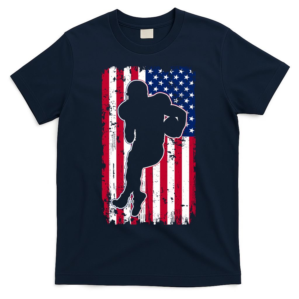 American Football Player Distressed USA Flag T-Shirt