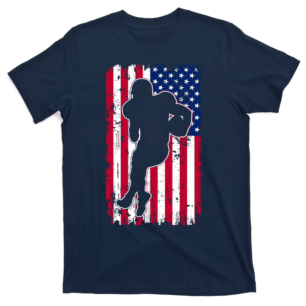 American Football Player Distressed USA Flag T-Shirt