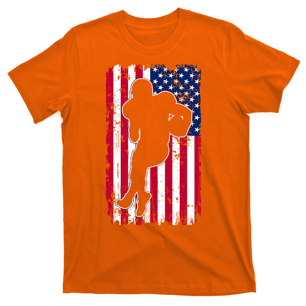 American Football Player Distressed USA Flag T-Shirt