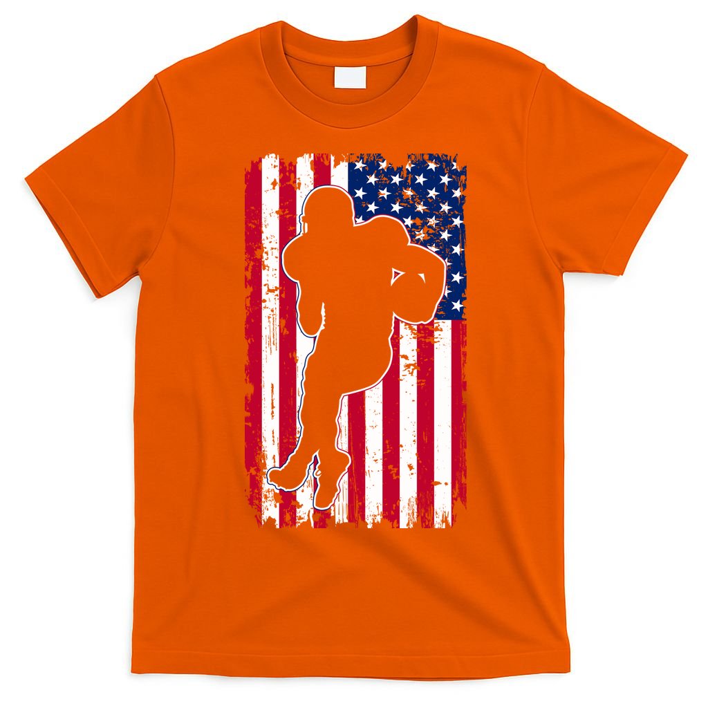 American Football Player Distressed USA Flag T-Shirt
