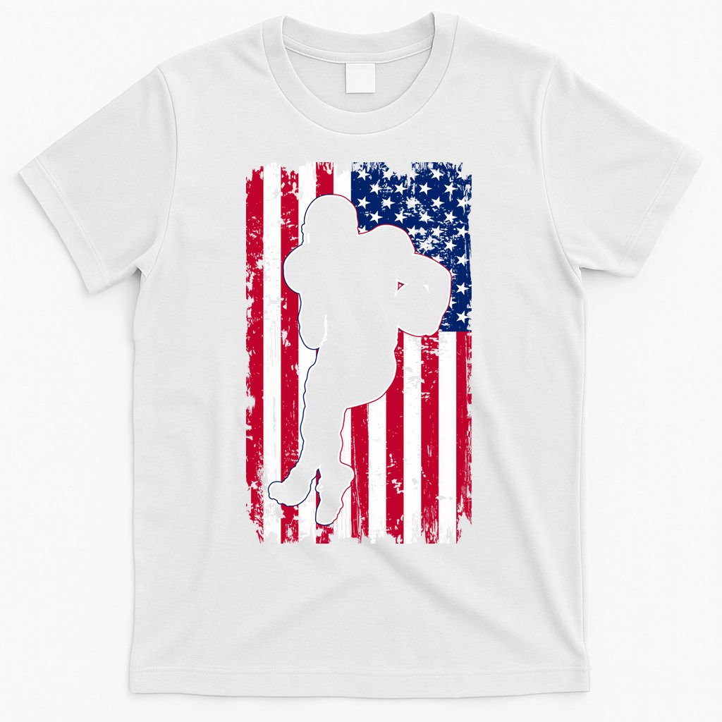 American Football Player Distressed USA Flag T-Shirt