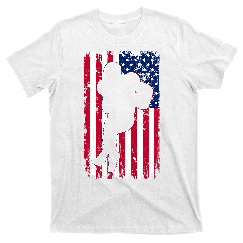 American Football Player Distressed USA Flag T-Shirt