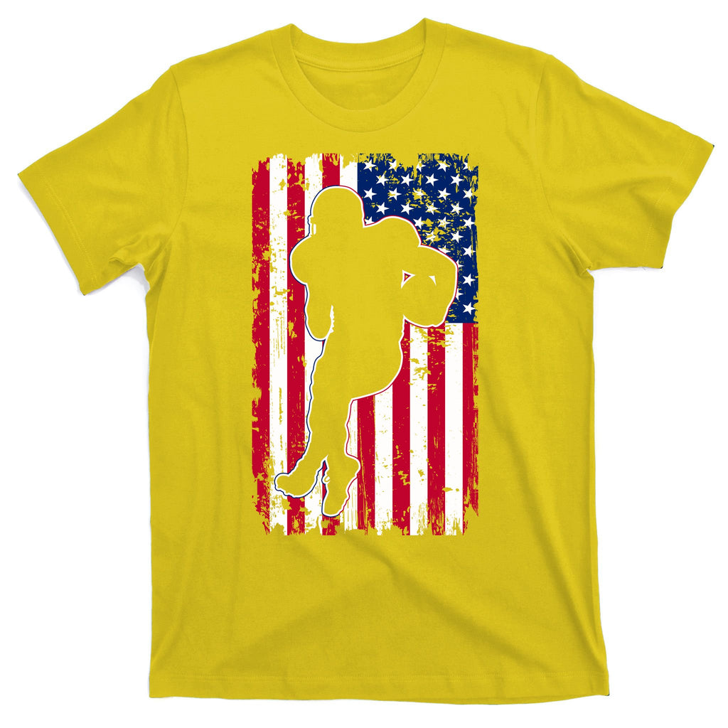 American Football Player Distressed USA Flag T-Shirt