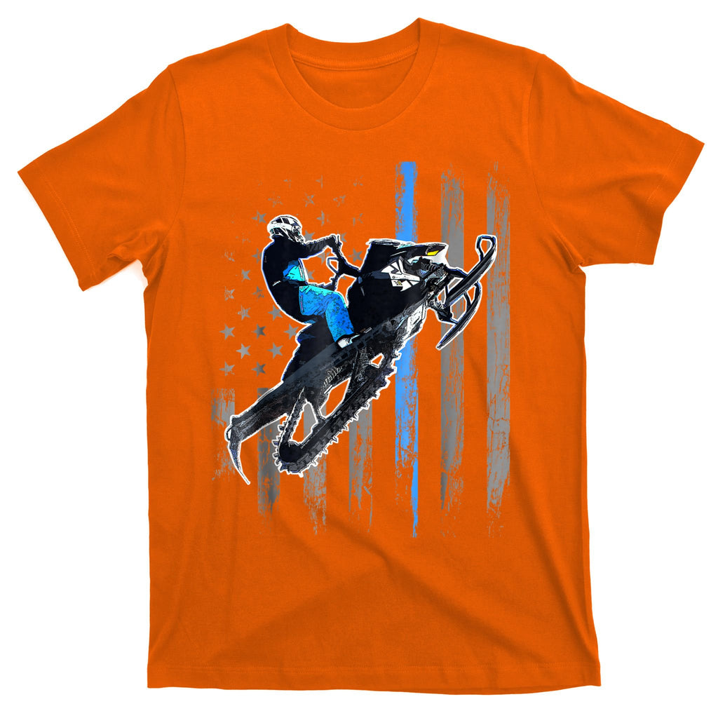 American Flag Snowmobile Shirt Men Snowmobile Riding Gift T-Shirt