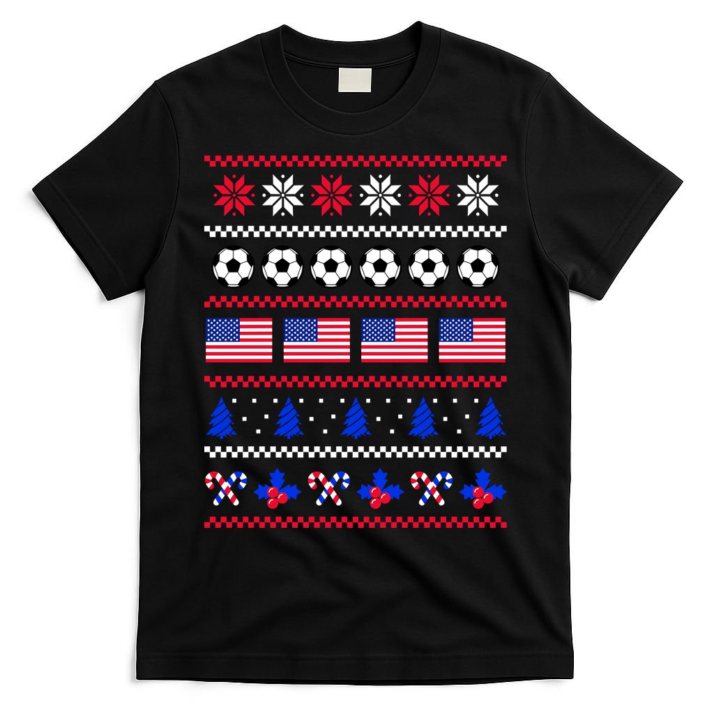 American Flag Soccer Ugly Christmas Sweater America USA T-Shirt